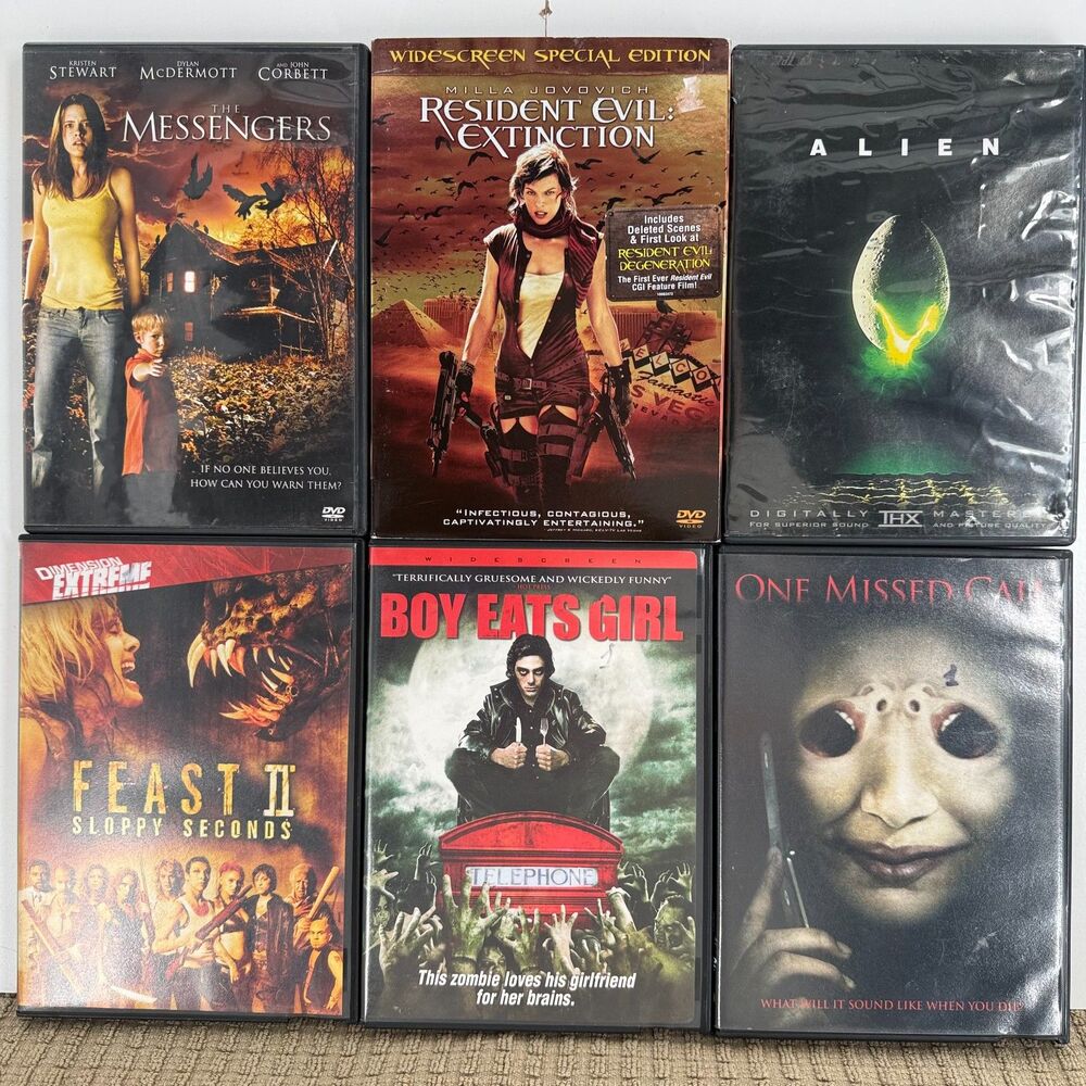 Horror DVD Lot – Alien, Resident Evil, Feast II, Boy Eats Girl – 6 Movies